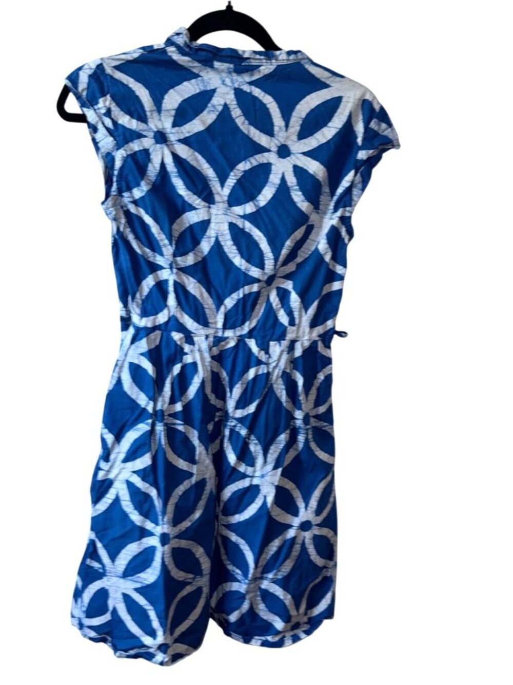 Global Mamas Blue & White Batik Cap Sleeve Dress Handmade In Ghana Small - Picture 5 of 7